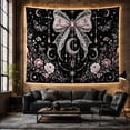 thumbnail image 6 of Large Gothic Lace Bow with Crescent Moon and Butterflies, Mystical Gothic for Dark Art Enthusiasts, Celestial Decor Accent, Halloween Gift, Tapestry Wall Hanging for Bedroom and Living Room, 6 of 7