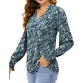 thumbnail image 4 of Fantaslook Womens Tops Dressy Blouses V Neck Puff Long Sleeve Tunic Tops Button Fall Shirts, 4 of 9