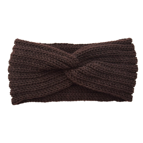 Headbands for Women Fashion Soft Stretch Ear Warmer Winter Cable Knit bands Lightweight Hair Accessories Coffee