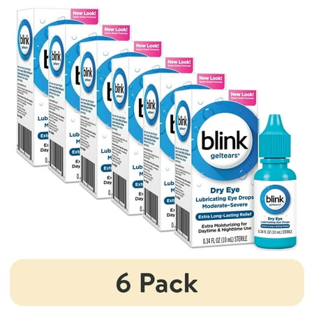 (6 pack) Blink Gel Tears Lubricating Eye Drops Moderate-Severe Dry Eye 10 ML