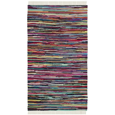 SAFAVIEH Rag Dania Striped Cotton Area Rug, Multi, 2'6" x 4'