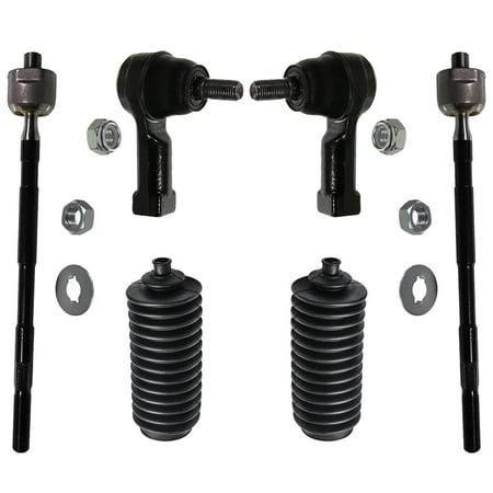 Detroit Axle - Front 6pc Tie Rods Kit for 2006-2012 Mitsubishi Eclipse, 2004-2012 Galant, 4 Inner Outer Tie Rod Ends 2 Boots 2007 2008 2009 2010 2011 Replacement