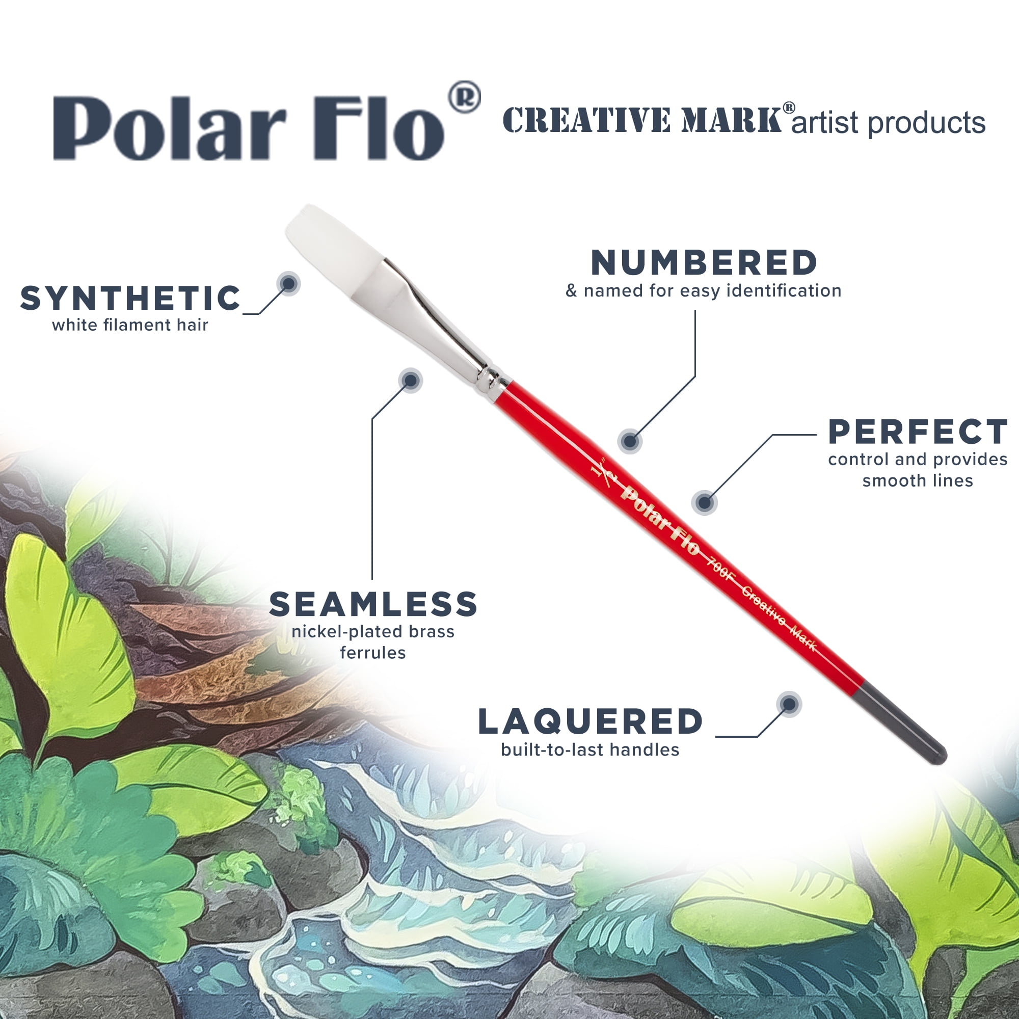 Creative Mark Polar Flo Professional Watercolor Brushes - Assorted Bulk Pack of 108 - Short Handle, Nickel-Plated Seamless Brass Ferrule - Art Paint Brushes for Acrylic, Watercolor, Gouache & More