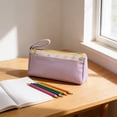 thumbnail image 6 of Large Capacity Pencil Case, Double Layer Stationery Organizer for Office Professionals, Big Storage Pen Pouch with 2 Compartments, Durable Cloth Portfolio Bag for College Students, 8.6 Inch, Lazyguy, 6 of 7
