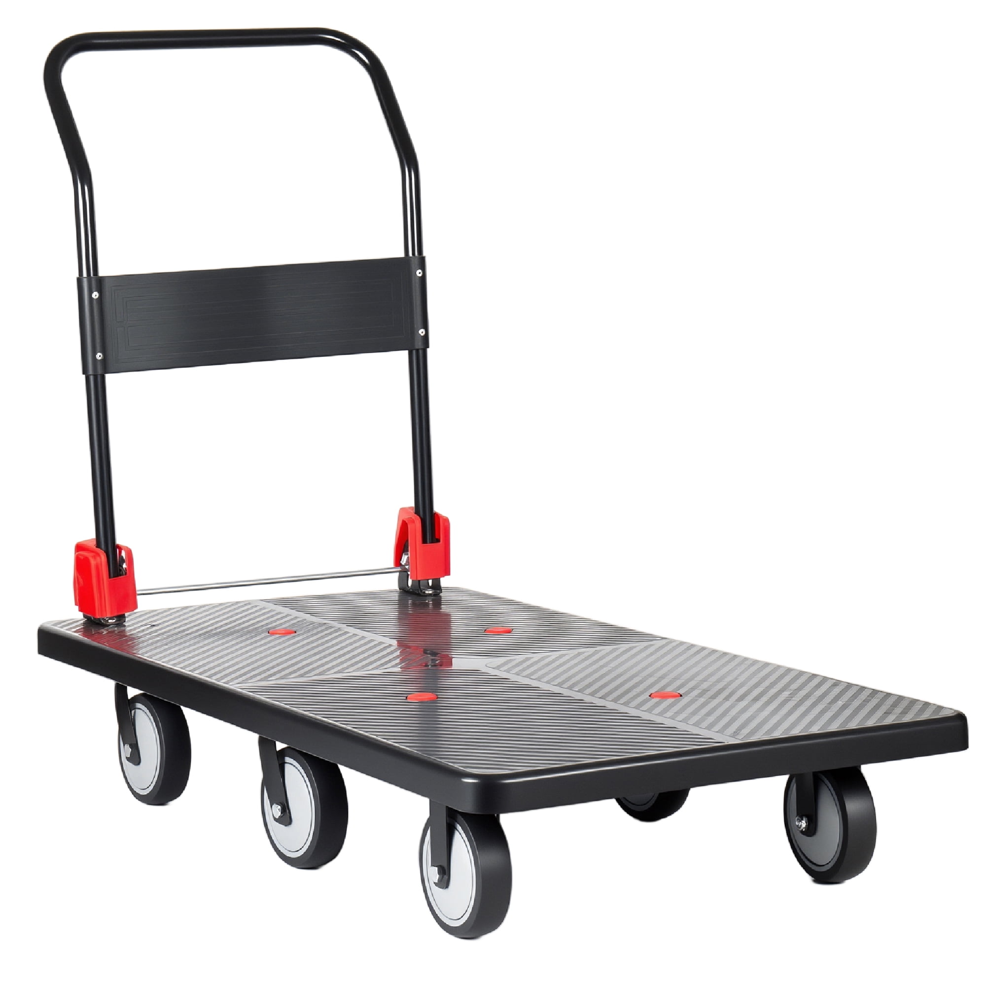 25.5"x51.5" Platform Truck, Foldable Handcart with 6" TPR 360-Degree Silent Wheels, 1800lbs Heavy-Duty Push Dolly Cart, 4 Steel Load-Bearing Beams for Warehouse Garage Home Use