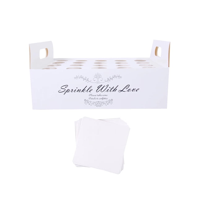 Conos de confeti y caja de soporte Bandeja decorativa Pétalos de flores secas Conos de confeti 20 hoyos blanco