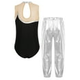 thumbnail image 2 of Doomiva Kids Girls 2Pcs Dance Leotard Outfits Dancewear Sleeveless Patchwork Dance Unitards and Metallic Pants Set Silver 8, 2 of 6