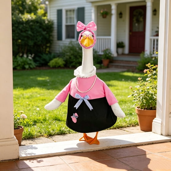 AuroraX Porch Goose Clothes Set 23" Lady Goose Outfit 23" 19" Fall Pattern Lawn Garden Decor Yard Funny Porch Goose Accessories Pink