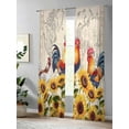 thumbnail image 4 of Chicken Sheer Curtains 84 inches Long, Sunflower Map Farmhouse Medieval Light Filtering Sheer Window Curtains Rod Pocket Voile Drapes for Bedroom Living Room, 52"W x 84"L 2 Panels, 4 of 7