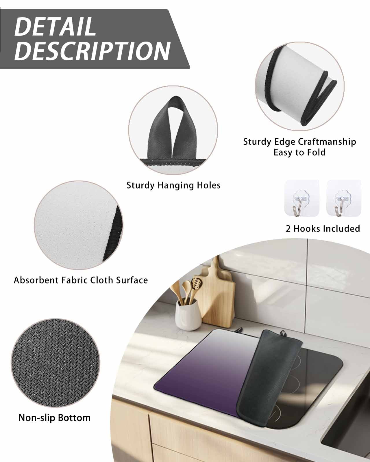 Stove Top Covers for Electric Stove, Grey Purple, Glass Stovetop Cover Protector, Gradient Ombre Modern Abstract Color Art Induction Cooktop Protector Oven Mat for Kitchen Countertop 24"x21"