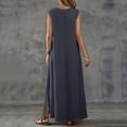 thumbnail image 6 of ClodeEU Women's V Neck Sleeveless Maxi Dress with Side Slit, Casual Solid Color Loose Flowy Dress Dark Gray,Women's Plus S, 6 of 8