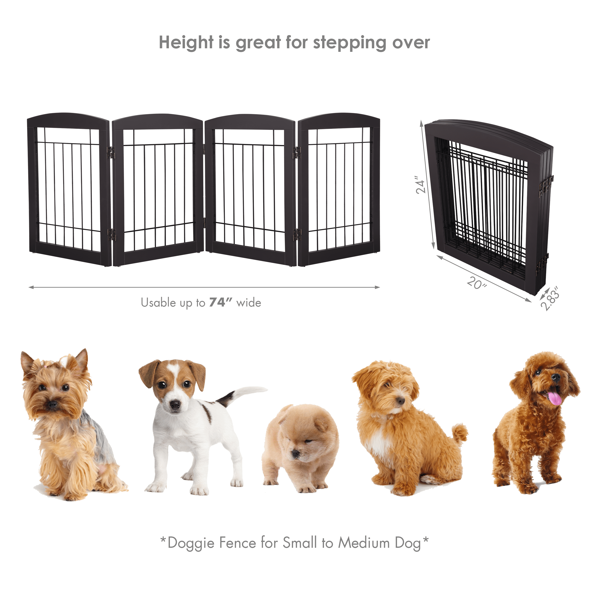 STAROUS Esspresso Foldable Pet Gate,Secure Indoor Barrier, Ideal for Doorways, Stairs, and Wide Openings - 80" Wide, 24" Height, 4 Panels