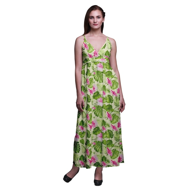 Bimba Robe Longue Chic à Imprimé Floral pour Femme, Style Bohème, Maxi d'Été, Tenue de Plage - Très Petit