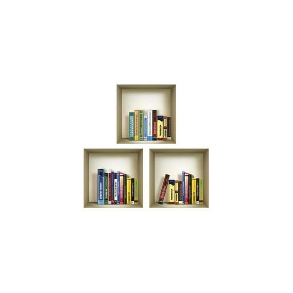 Mi Alma Multicolor Books 3D Niche Wall Art Decals - Removable Vinyl 3pcs