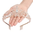 thumbnail image 4 of FOAUUH Crystal Queen Crowns and Tiaras with Comb Headband for Women and Girls, Princess Crowns Hair Accessories for Wedding Birthday Halloween Costume Cosplay (Rose gold), 4 of 5