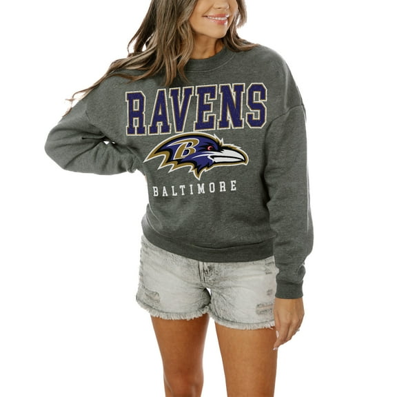 Women's Gameday Couture Charcoal Baltimore Ravens Oversized Bring The Energy Pullover Sweatshirt