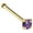 Yellow Gold - 2mm stone, variant on 22G Solid 14Kt Gold Nose Bone Stud with Prong Set real Amethyst Gemstone, 14kt Yellow Gold or 14kt White Gold - February Birthstone Nose Ring-NBWG_AMT-2MM