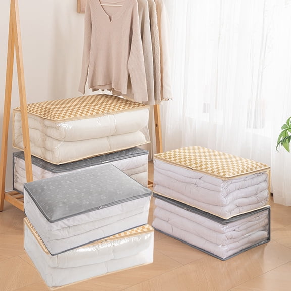 Clear Storage Bags Extra Large Waterproof Blanket Storage Bags Heavy Duty Zippered Clothes Storage Organizer For Seasonals Clothes Home Organization