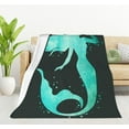 thumbnail image 1 of LHSHID HGOD DESIGNS Watercolor Mermaid Blanket Teal Color Ocean Mermaid Decor Blankets Soft Warm Throw for Women Birthday Home Living Room Decoration 60x80in, 1 of 7