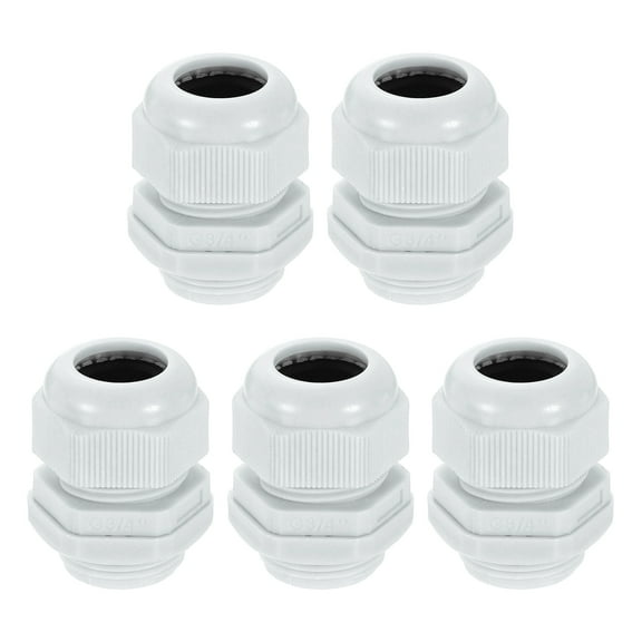 5Pack G 3/4" Nylon Cable Glands, Waterproof Adjustable Wire Grommet, Gray