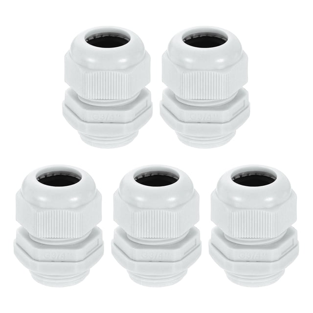 5Pack G 3/4" Pasacables de Nailon, Grommet Ajustable Impermeable para Cables, Gris