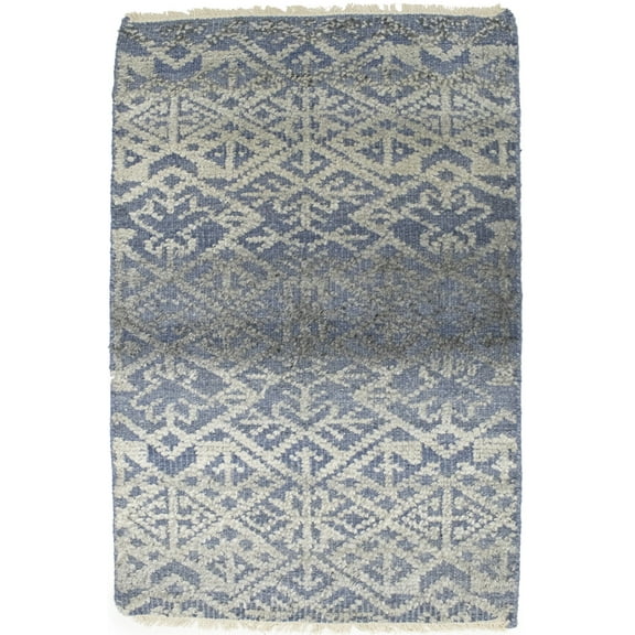 Cream Blue Geometric 2X3 Modern Oriental Rug