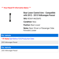 thumbnail image 2 of Rear Lower Control Arm - Compatible with 2012 - 2013 Volkswagen Passat, 2 of 2