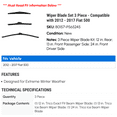 thumbnail image 2 of Wiper Blade Set 3 Piece - Compatible with 2012 - 2017 Fiat 500 2013 2014 2015 2016, 2 of 2