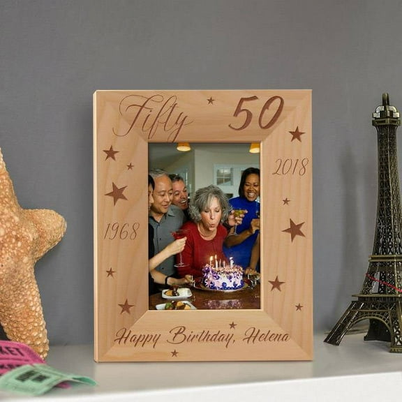 Happy Birthday Personalized Wooden Picture Frame 3 1/2" x 5" Brown (Vertical)