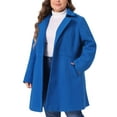 thumbnail image 5 of Agnes Orinda Women's Plus Size Winter Coats Notched Lapel Single Breasted Outerwear Elegant Long Trench Coat with Pocket 2X Royal Blue, 5 of 7