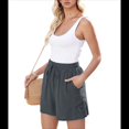 thumbnail image 2 of Women'S Solid Color Lace Trim Drawstring Shorts Grey M, 2 of 7