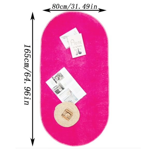 LELINTA 2.6' x 5.4' Fluffy Area Rugs for Bedroom Oval Shaggy Floor Carpet Cute Rug for Girls Room Living Room Home Decoration, Hot-pink