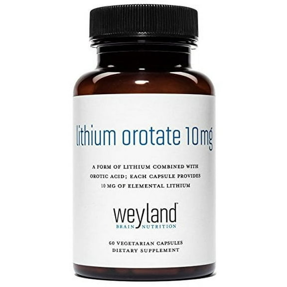 Weyland Brain Nutrition: Lithium Orotate 10mg, 60 Vegetarian Capsules, Lithium Supplement