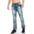thumbnail image 1 of TR Men's Acid Wash Moto Distressed Slim Straight Jeans, 1 of 2