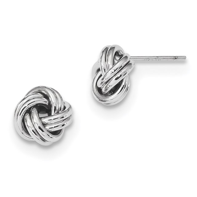 14K White Gold Polished Double Love Knot Post Earrings