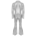 thumbnail image 4 of TiaoBug Mens Movie Star Jumpsuit sHINY Metallic Singer Dancer Leotard Halloween Party Costume Silver L, 4 of 7