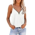 thumbnail image 2 of WNEGSTG Women Summer V Neck Chain Strap Tank Tops Sexy Sleeveless Flowy Tank Tops for Women White, 2 of 6