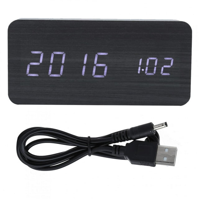 Relojes con control por voz Reloj despertador LED de madera Reloj rectangular Reloj electrónico Solución innovadora Jadeshay A