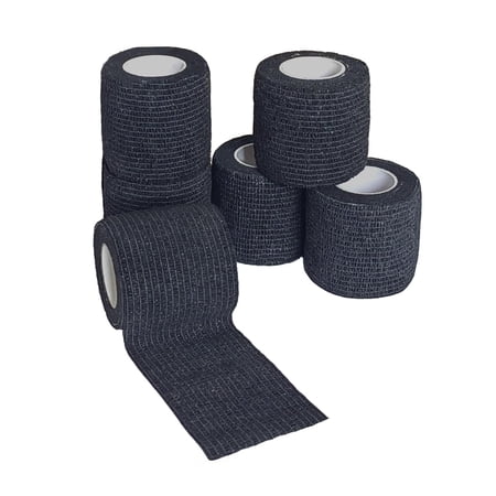 GoXteam 6 Pack 2" x 5 Yards Self Adhesive Elastic Bandage Wrap Stretch Self-Adherent Tape for First Aid,Sports, Wrist, Ankle (Black)