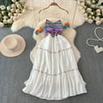 thumbnail image 2 of Holiday Beach Vestidos Spaghetti Strap Knit Patchwork Sleeveless A-line Dresses Ethnic Style Color-block Dress Summer Dropship, 2 of 7