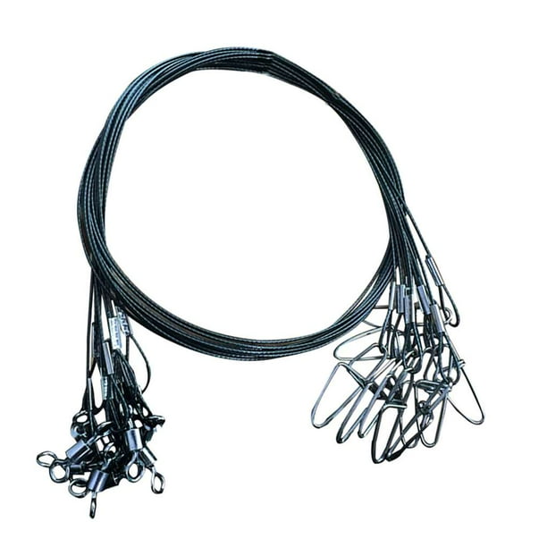 Eigraketly Líderes de pesca de alambre de grueso de 50CM 150Lb con broches giratorios Accesorios de aparejos de línea de acero inoxidable Pescar negro