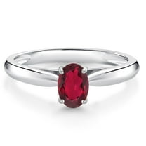 Gem Stone King 0.50 Ct Oval Red Mystic Topaz 10K White Gold Solitaire Engagement Ring