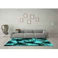 thumbnail image 3 of Ahgly Company Indoor Round Abstract Turquoise Blue Modern Area Rugs, 4' Round, 3 of 4