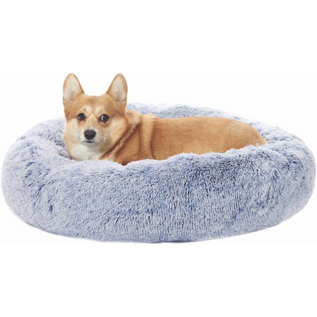 Calming Donut Dog Bed es Round Fluffy for Large Dogs -Anxiety Plush Machine Washable ( Large)