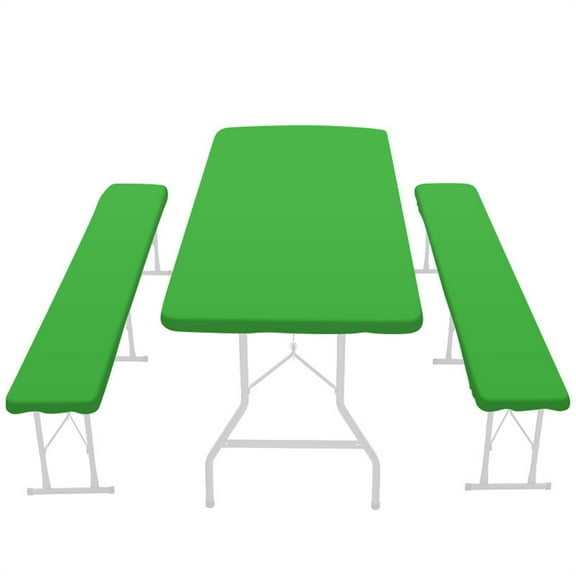 Picni-c Table And Bench Fitted Tablecloth Cover, 3-Piece Set, Waterproof Backing Elastic Edge Waterproof Wipeable Oxford Cloth Tablecloth For Home Indoor