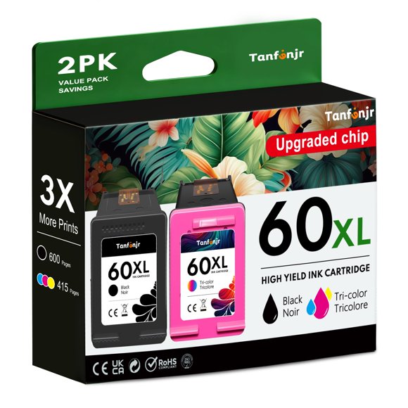 Cartuchos de tinta TANFENJR 60XL negro y color, paquete de 2
