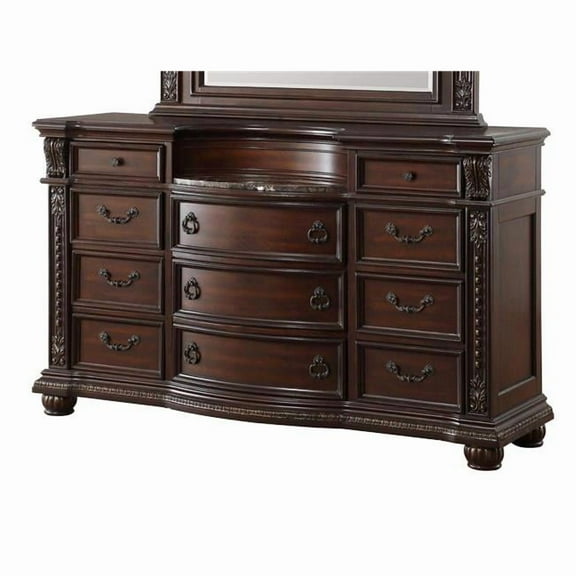 41 x 21.5 x 68.25 in. Cavalier Dresser with Marble Insert - Dark Cherry