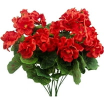 2pcsArtificial Geraniums Silk Flowers Outdoor Artificial Red Geranium Bush Faux Flowers Red Geraniums for Floral Home Decor Indoor Garden Patio Grave Cemetary Vase Table Centerpiece