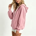 thumbnail image 5 of Girls Hooded Jacket Solid Color Zip Up Hooded Jacket Long Sleeve Ribbed Cuff Casual Outerwear Tops Daily Leisure Coat for Girls with Pockets, 5 of 9