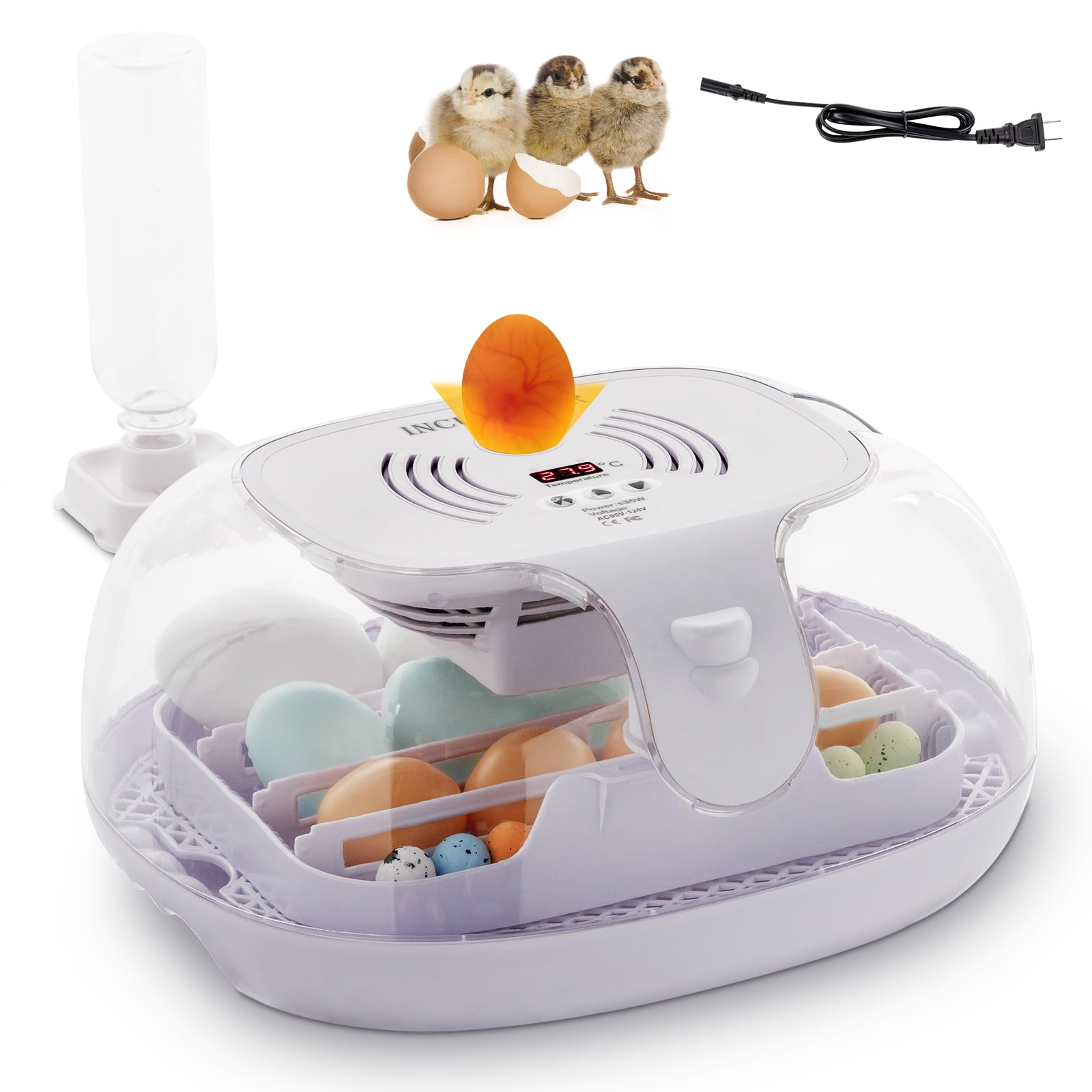 Pefilos 360 Degree View Egg Incubators for Hatching Eggs, 16 Eggs Incubator with Automatic Egg Turning, Egg Candler for Hatching Chicken Duck Quail Goose Birds, White